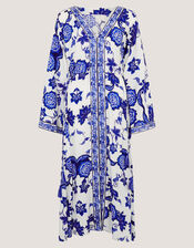 Gloria Floral Print Maxi Beach Dress, Blue (BLUE), large