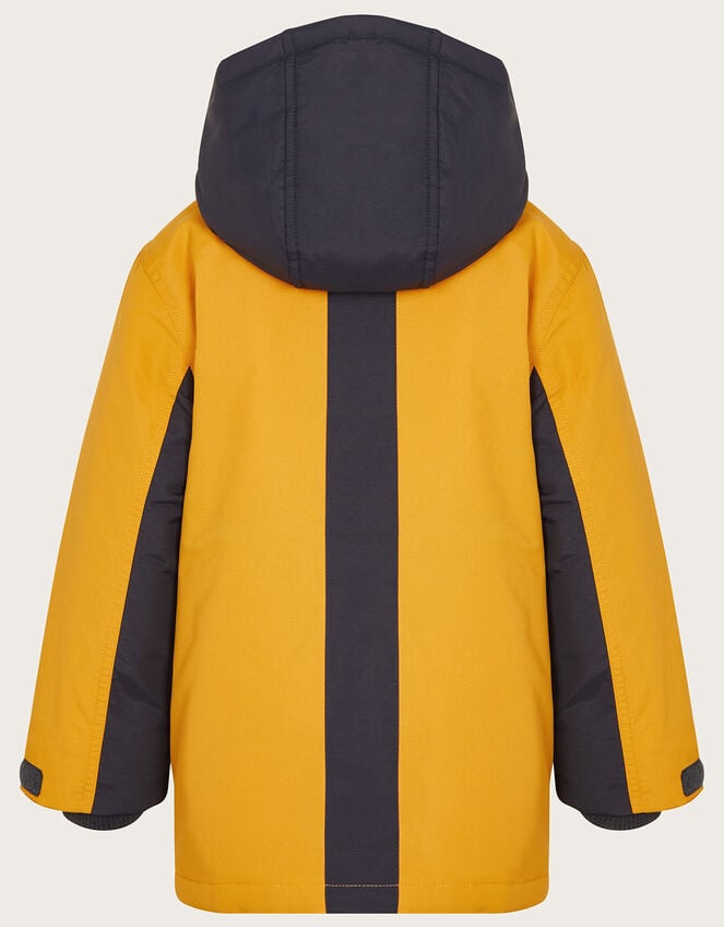 Contrast Hooded Parka Coat, Yellow (MUSTARD), large
