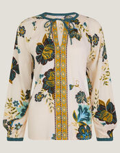 Zenya Floral Print Blouse, Green (GREEN), large