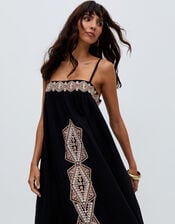 Raffya Sapphire Embroidered Maxi Dress, Blue (NAVY), large