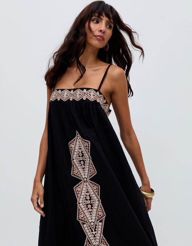 Raffya Sapphire Embroidered Maxi Dress, Blue (NAVY), large