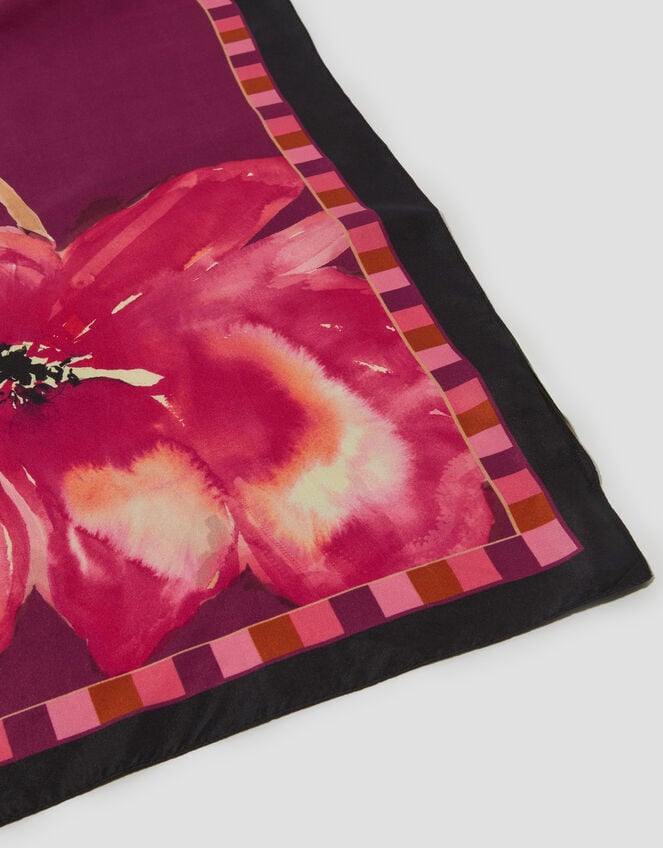 Fenella Flower Print Silk Square Scarf, , large