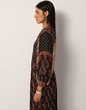 Maison Hotel Lily Mix Print Midi Dress, Black (BLACK), large