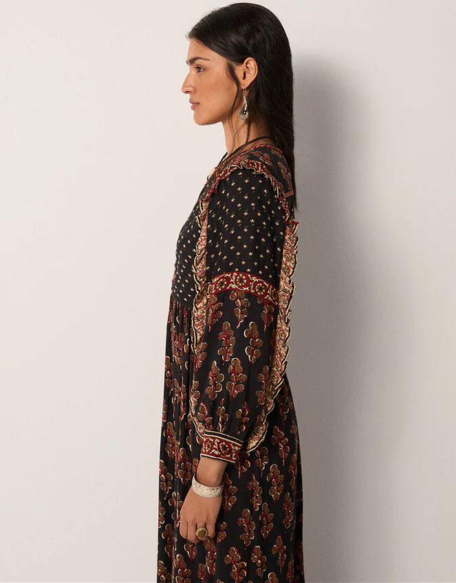 Maison Hotel Lily Mix Print Midi Dress, Black (BLACK), large