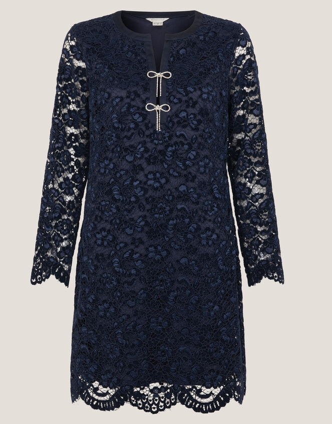 Verina Velvet Lace Mini Dress, Blue (MIDNIGHT), large