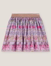 Magical Unicorn Print Satin Skirt, Purple (PURPLE), large