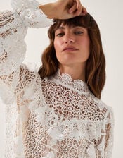 Phoebe Sheer Lace Blouse, White (WHITE), large