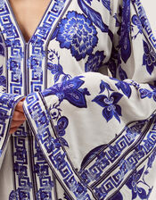 Gloria Floral Print Maxi Beach Dress, Blue (BLUE), large