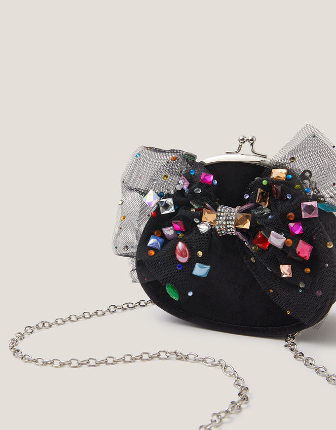 Bejewelled Bow Clip Frame Bag , , large