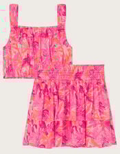 Birds Of Paradise Crop Top and Skirt Set, Pink (PINK), large