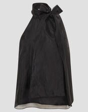 Vera Sleeveless Organza Pussybow Top, Black (BLACK), large