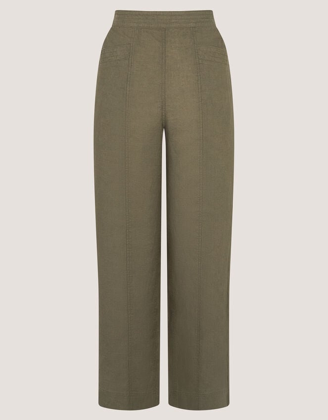 Lucy Regular Straight Leg Linen Trousers, Green (KHAKI), large