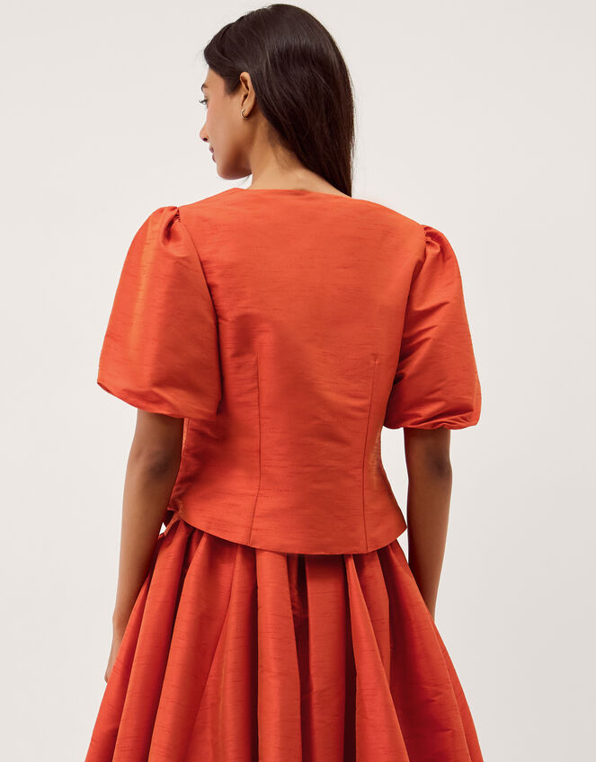 Mila Puff Sleeve Bow Jacket, Orange (ORANGE), large
