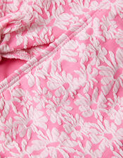 Floral Jacquard Short Sleeve Swim Set, Pink (PINK), large