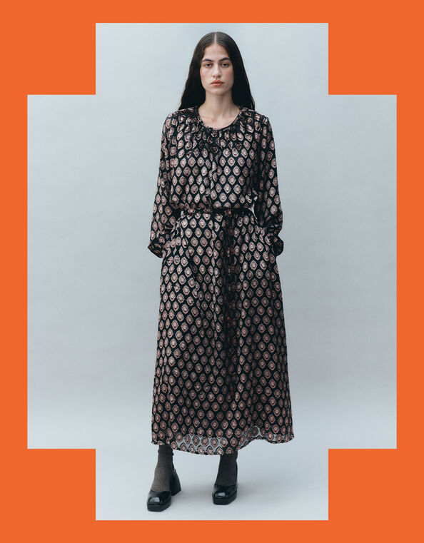 East Pheba Print Maxi Dress, Black (BLACK), large