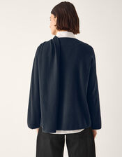 Simmi Asymmetrical Scarf Cardigan, Blue (NAVY), large