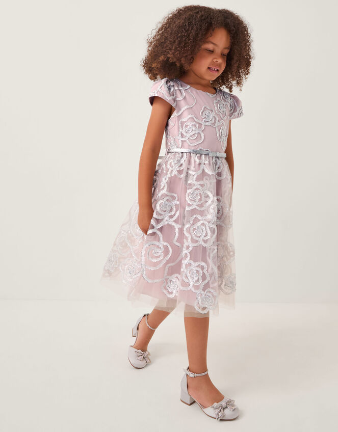 Rose Tinsel Party Dress, Pink (PINK), large