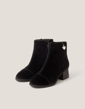 Velvet Glitter Heel Boots, Black (BLACK), large