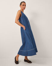 Sara Sleeveless Denim Maxi Dress, Blue (MID AUTHENTIC BLUE), large