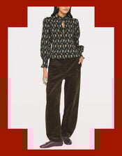 Antik Batik Chino Floral Jacquard Smocked Blouse, Black (BLACK), large