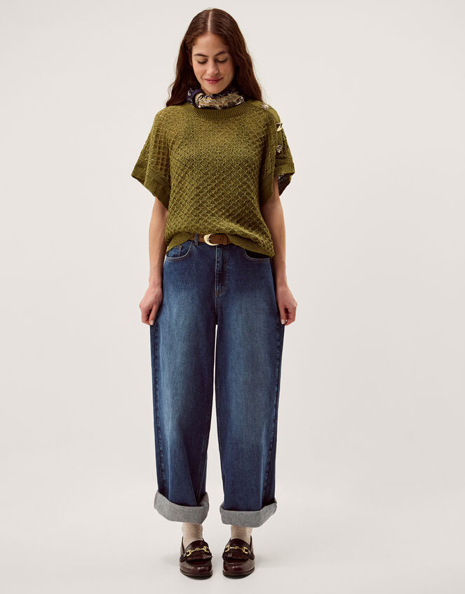 Bree Button Knit Jumper, Green (GREEN), large