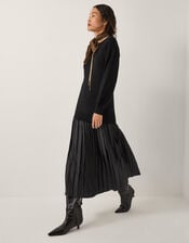 Fia Jumper Pleated Midi Dress, Black (BLACK), large