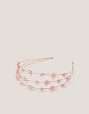 Flower Pearl Wire Headband, Pink (PINK), large
