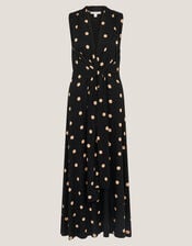 Sareesha Polka Dot Midi Dress, Black (BLACK), large