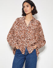 Arielle Leopard Print Shirt , Brown (BROWN), large