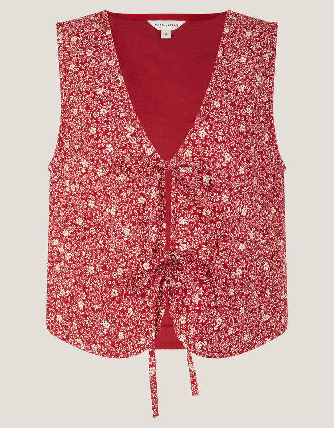 Felipa Floral Print Waistcoat, Red (RED), large