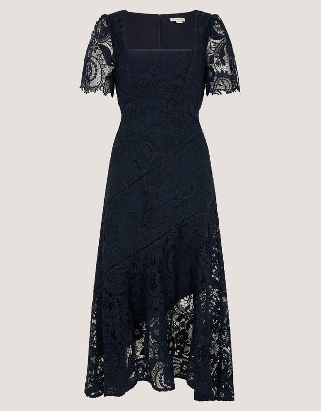 Harper Square Neck Lace Midi Dress, Blue (NAVY), large
