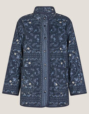Mandy Paisley Print Quilted Corduroy Jacket, Blue (NAVY), large