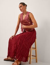 Odessa Crinkle Maxi Skirt, Red (CHERRY), large