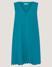 Lara Sleeveless Linen Blend Mini Dress, Teal (TEAL), large