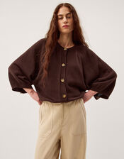 Caryn Cotton Blend Cardigan, Brown (CHOCOLATE), large