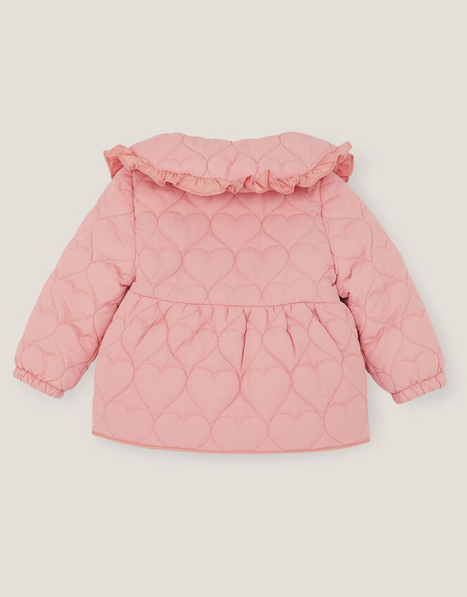 Baby Embroidered Heart Quilted Coat, Pink (PINK), large