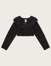 Oversized Collar Cardigan, Black (BLACK), large