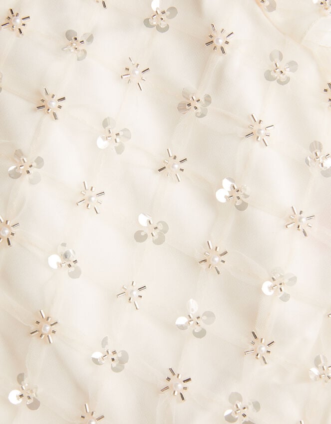 Gracie Embellished Peplum Top , White (WARM IVORY), large