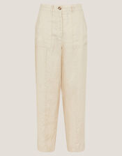 Jolie Short Linen Wide Leg Trousers, Natural (NATURAL), large