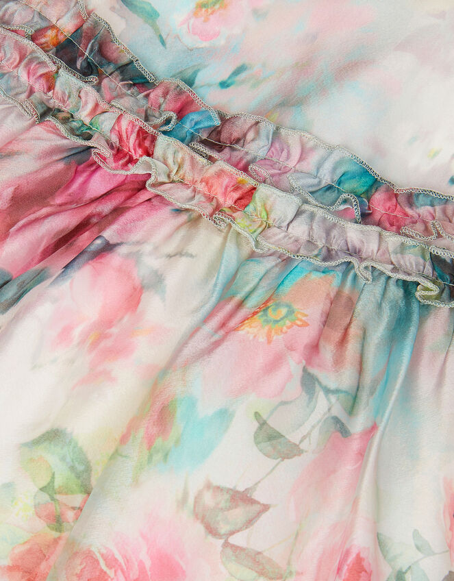 Baby Puff Sleeve Floral Chiffon Party Dress, Multi (MULTI), large