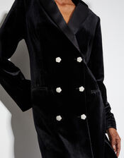 Valery Velvet Blazer Dress, Black (BLACK), large