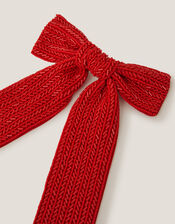 Beaded Bow Hair Clip, Red (RED), large