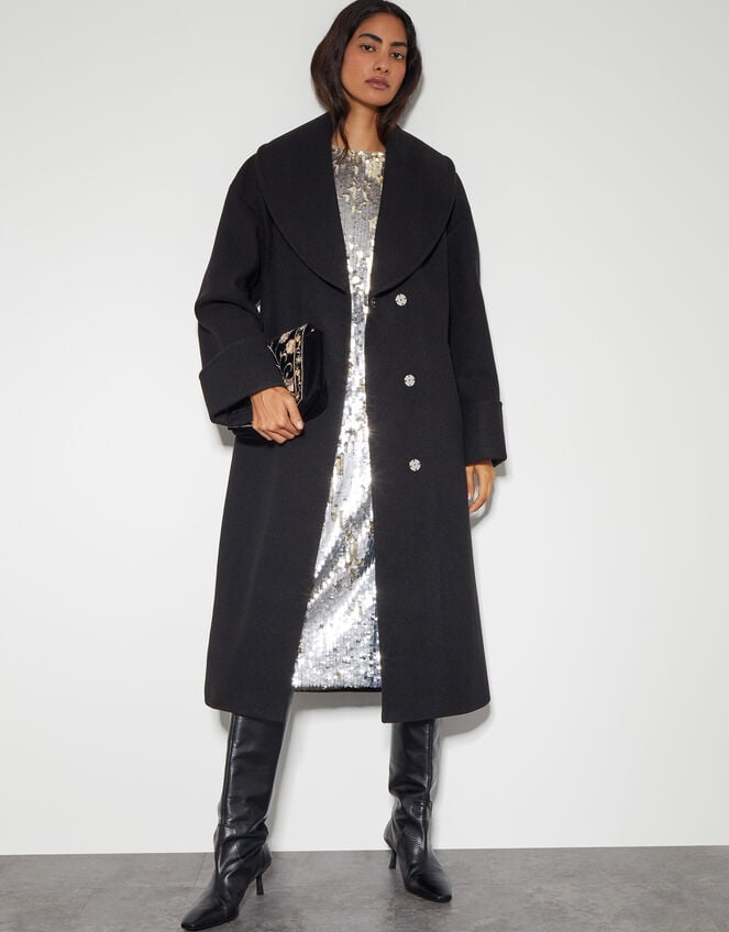 Marie Long Sleeve Sequin Midi Dress, Silver (SILVER), large