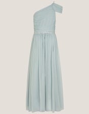 Sequin One Shoulder Prom Dress, Teal (DUCK EGG), large