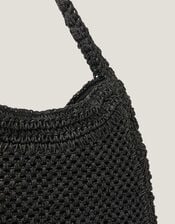 Hari Scoop Raffia Shoulder Bag, Black (BLACK), large