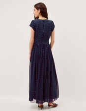 Caitie Polka Dot Maxi Dress, Blue (NAVY), large