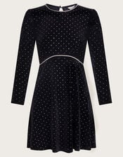 Hali Velvet Dress, Black (BLACK), large