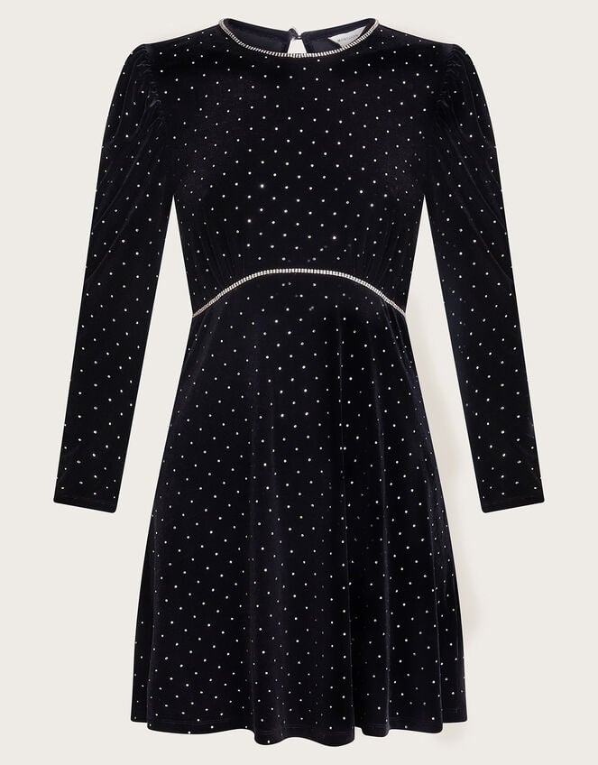 Hali Velvet Dress, Black (BLACK), large