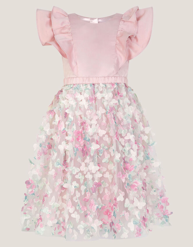 Aisha Appliqu&eacute; Butterfly Ruffle Party Dress, Multi (MULTI), large