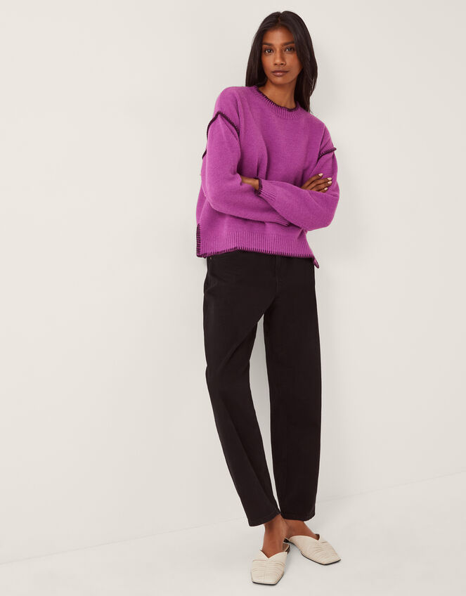 Shayla Whipstitch Jumper, Purple (PURPLE), large